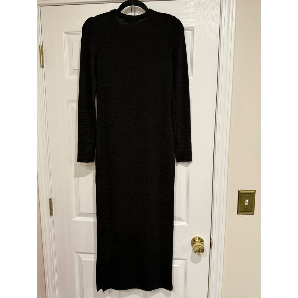 French Connection Womens Black Long Sleeve Knit Midi Column Dress Size M - Picture 4 of 4